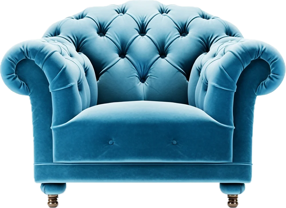 blue armchair