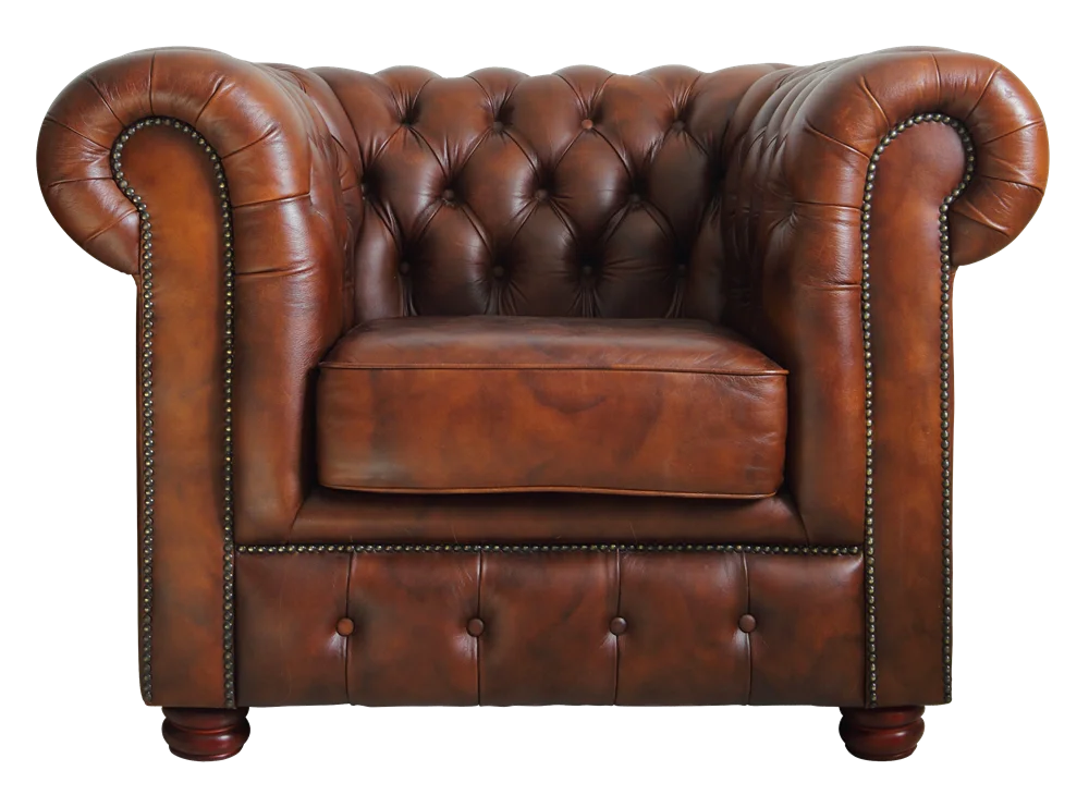 brown leather armchair